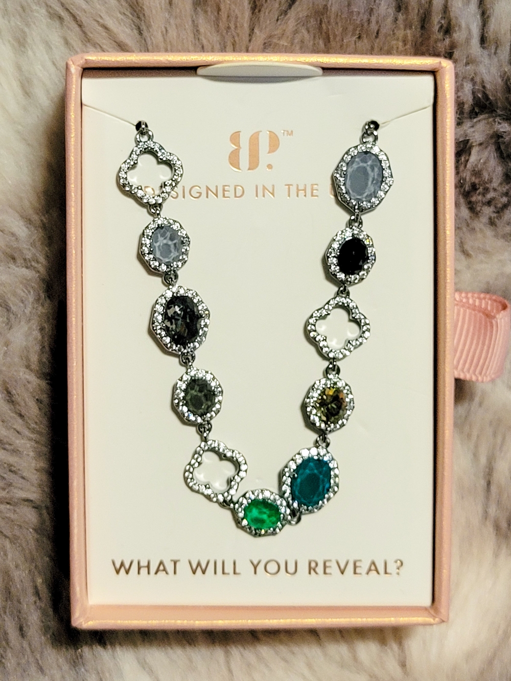 Multi-Stone Silver-Tone Bracelet with Green & Teal Accents